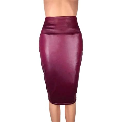 Women Sexy Back Split Package Hip Skirts Fashion High Waist Solid Bodycon Skirts Women Pu