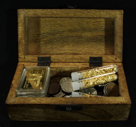 Mini Treasure Chest With Gold Flakes Gold Clad Bars Silver Clad Bars