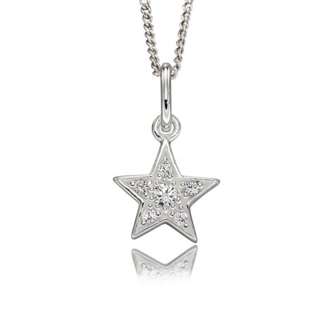 Silver Star Pendant And Chain With Cubic Zirconia Hc Jewellers