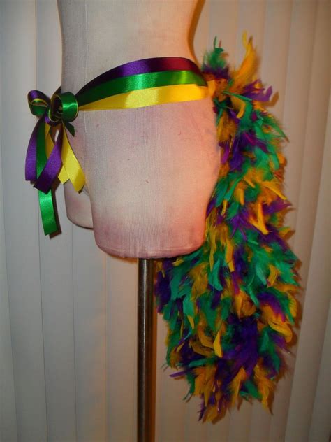 Tail Bustle Tutu Showgirl Burlesque Tie Ribbon Mardi Gras Costume