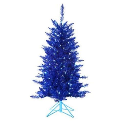 4 Pre Lit Designer Blue Tiffany Tinsel Artificial Christmas Tree