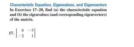 Solved: Characteristic Equation, Eigenvalues, And Eigenvec ...