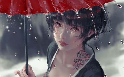 3840x2400 Drizzle Anime Girl With Umbrella 4k Hd 4k Wallpapersimages