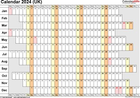 Calendar 2024 Uk Free Printable Microsoft Excel Templates