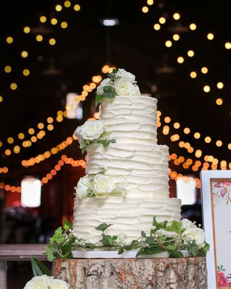 Classic Textured Buttercream Wedding Cake With Fresh Flowers