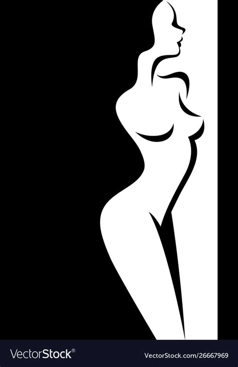 Beautiful Black And White Nude Woman Silhouette Vector Image Sexiezpicz Web Porn