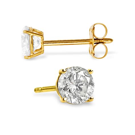 Carat K Solid Gold Stud Earrings Carat Natural Diamond Ebay
