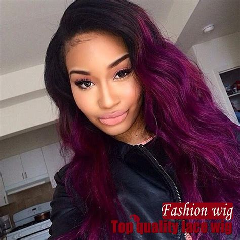 Two Tone Color Synthetic Full Lace Front Wig Ombre Purple