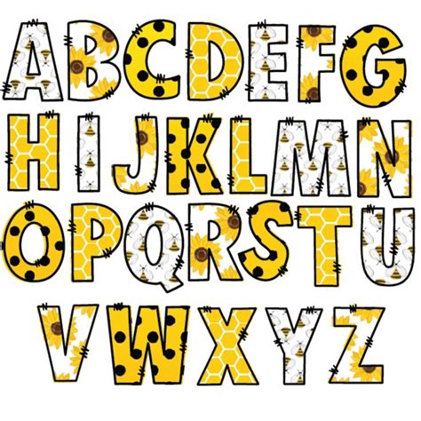 Honey Bee Doodle Letters Png With Doodle Outline Bee Hive Font Svg
