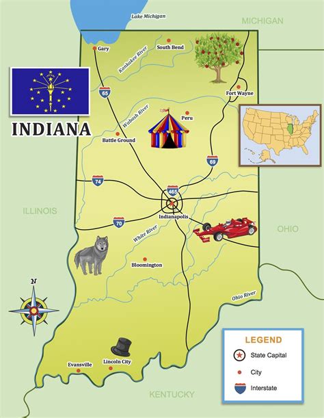 Race Around Indiana With Our State Journal Map Little