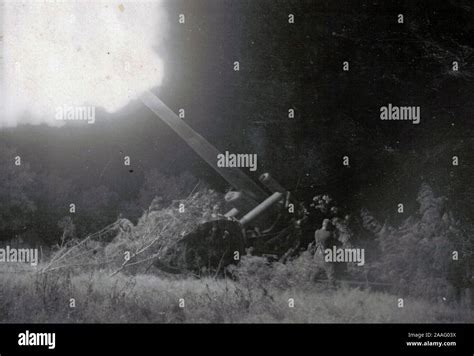 German Heavy Artillery Fire At Night On The Russian Front World War