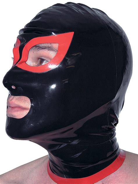 Mens Rubber Latex Fetish Hood Latex Sexy Mask With Trim Around Back Zipped In Sexy Costumes