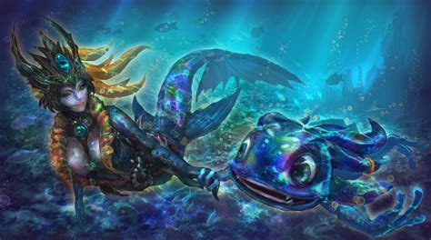 Riot games has published many other games as well but it is most popular for league of legends, and it is the organization's lead item. Nami & Fizz | LoLWallpapers