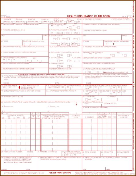 Fillable Health Insurance Claim Form Printable Forms Free Online