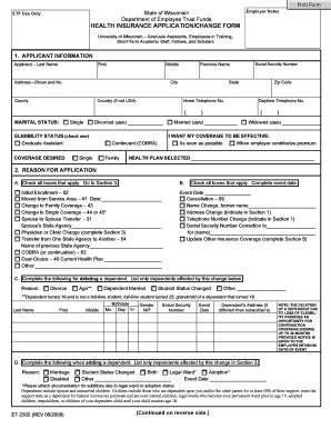 Wea trust awarded etf statewide plans. Online Etf Group Health Insurance Change Form Wisconsin - Fill Online, Printable, Fillable ...