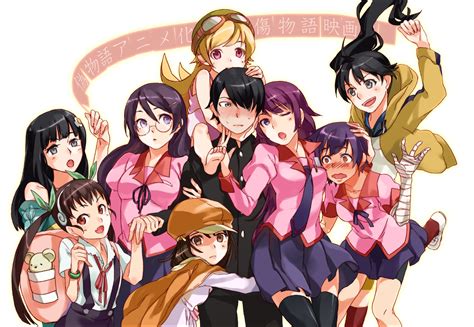 Anime Anime Girls White Skin Monogatari Series Araragi Karen