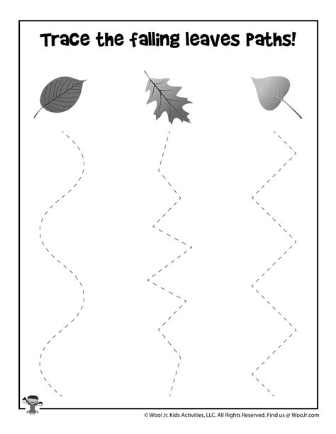 Falling Leaves Line Tracing Printable Woo Jr Kids Activities