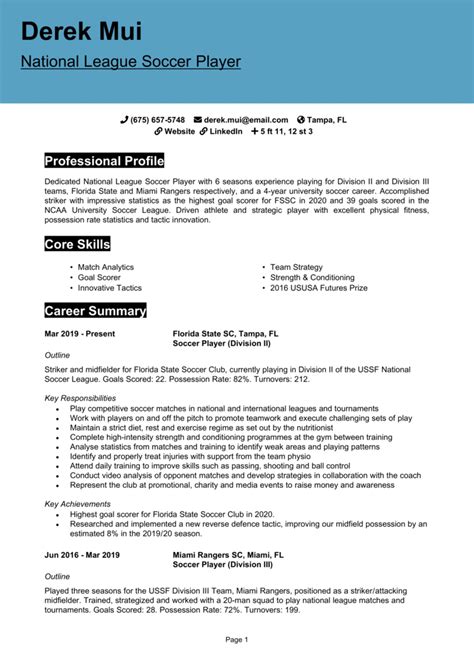 Soccer Player Resume Example And Guide Get Hired Quick
