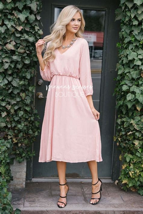 Blush Pink Crinkle Woven Dress Modest Dress Best Online Modest