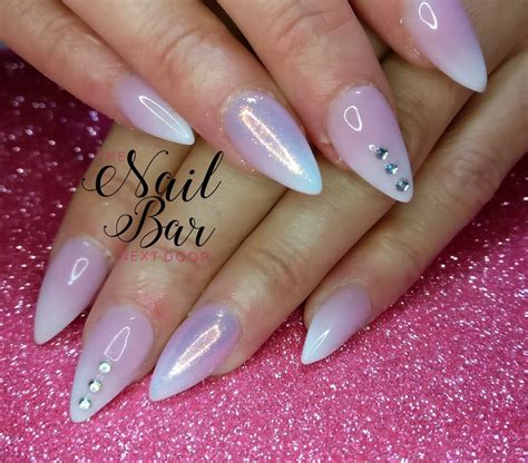 Baby Boomer Almond Shape Acrylic Nails With Mermaid Glitter And