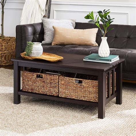We Furniture 102cm 40 Traditional Wood Storage Coffee Table With