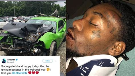 Offset Shares Photos Of GRUESOME Car Accident Photos Cardi B TWEETS Sweet Message YouTube