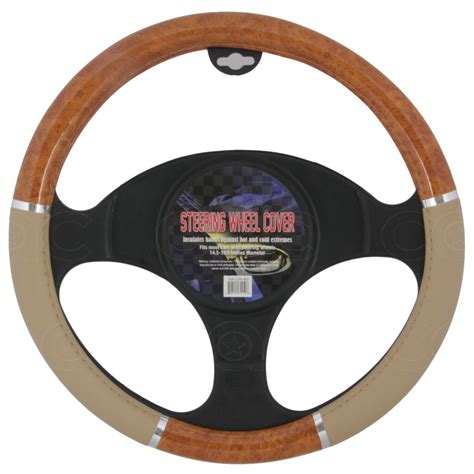 Light Wood Steering Wheel Cover For Auto Car Suv Lux Grip Beige Syn