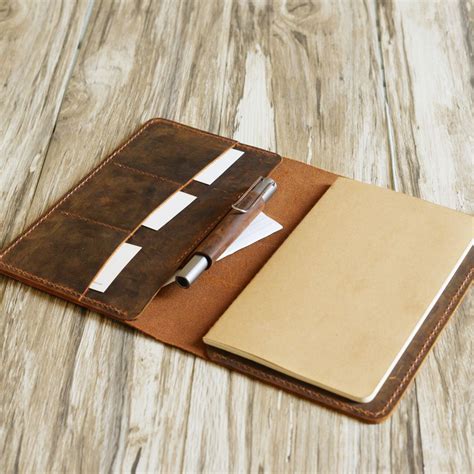 Personalized Leather Notebook Journal Refillable 5x8 Legal Pad Cover