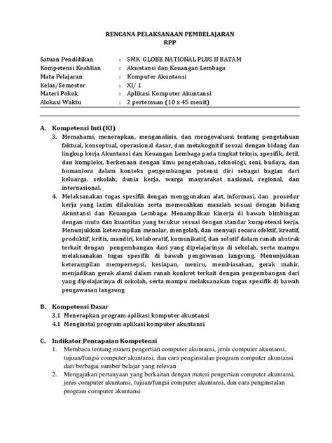 Rpp Akuntansi Keuangan Smk Kelas Xii Kurikulum 2013 Doc Materi Soal