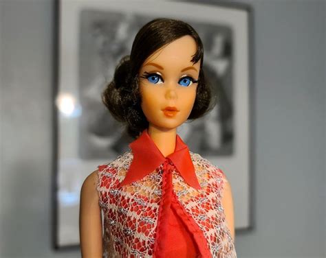 1969 Vintage Talking Barbie Doll Mattel Brunette Barbie Doll Made In Mexico Stock Clothing