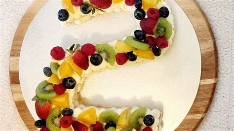 Easy Fresh Fruits Number Cake Youtube