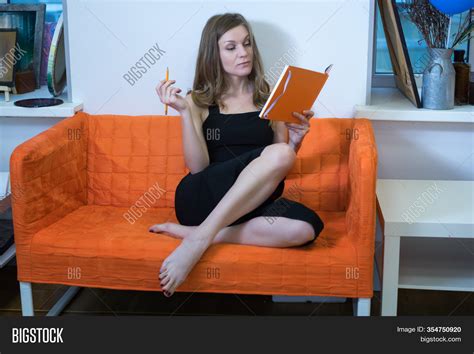 Woman Sits Barefoot On Image And Photo Free Trial Bigstock