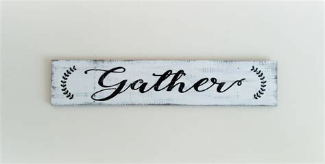 Large GATHER Sign Oak Wood Farmhouse Sign Fixer Upper Style Reclaimed ...
