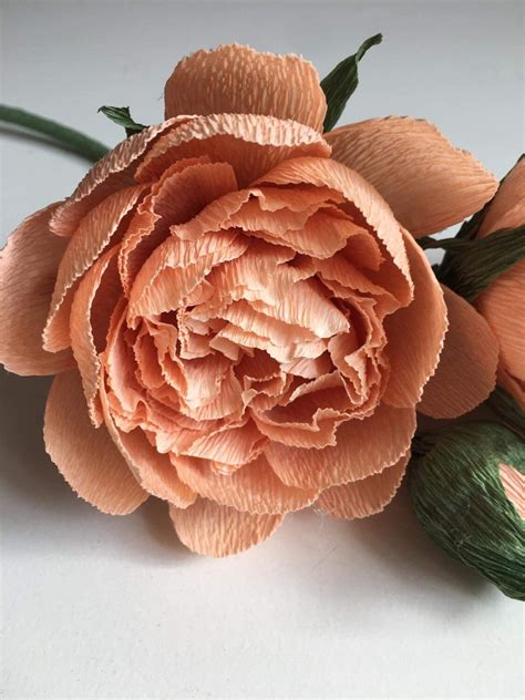 Realistic Crepe Paper Handcrafted Peach Rose Flower Etsy
