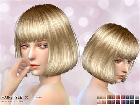 Sims 4 Hairs ~ The Sims Resource Bob Hairstyle 2 By S Club Womens