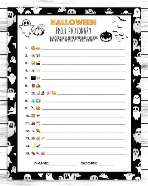 Halloween Emoji Pictionary Game Printable Or Virtual Kids Adults Acti