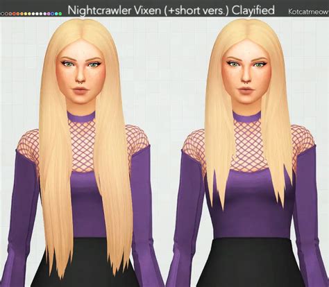 Kot Cat Nightcrawler`s Vixen Hair Clayified Sims 4 Hairs