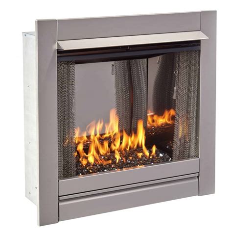 Duluth Forge Vent Free Stainless Outdoor Gas Fireplace Insert With Black Fire Glass Media