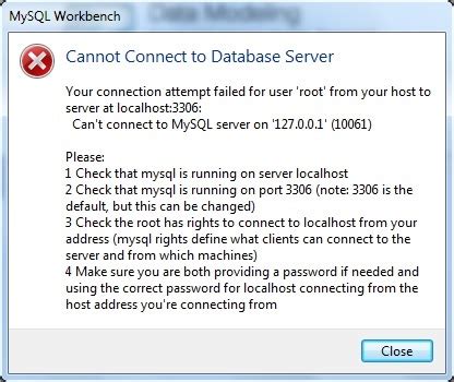 Cannot Connect To Database Server Mysql Workbench Windows