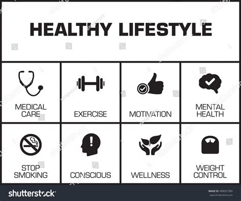 Healthy Lifestyle Chart Keywords Icons On Stock Vector Royalty Free