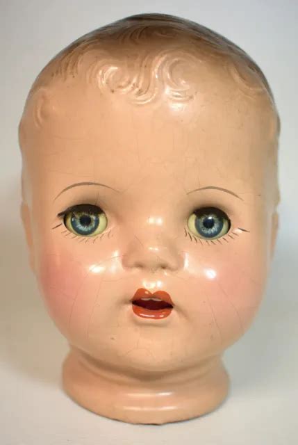 VINTAGE ANTIQUE COMPOSITE Blue Sleep Eye Open Mouth 7 Doll Head Nice