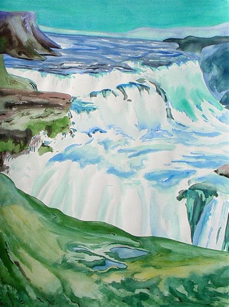 Waterfall In Iceland Painting By Patricia Bigelow Fine Art America