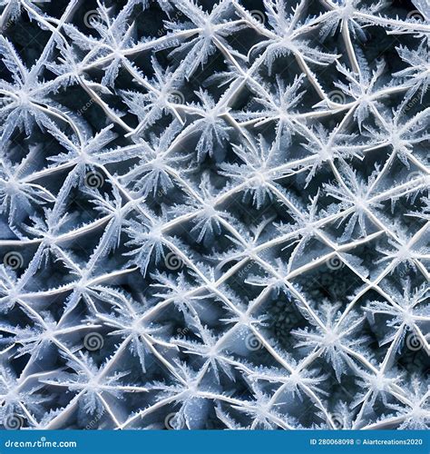 A Macro Photograph Of Ice Crystals Forming Intricate Patterns On A