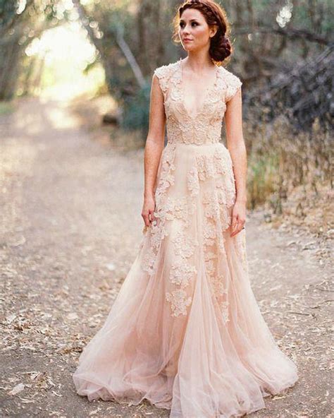 Our alencon lace will give any dress exquisite detailing and a unique pattern that will be sure to turn heads. V Neck Lace Wedding Dresses 2017 A line Bridal Gowns ...