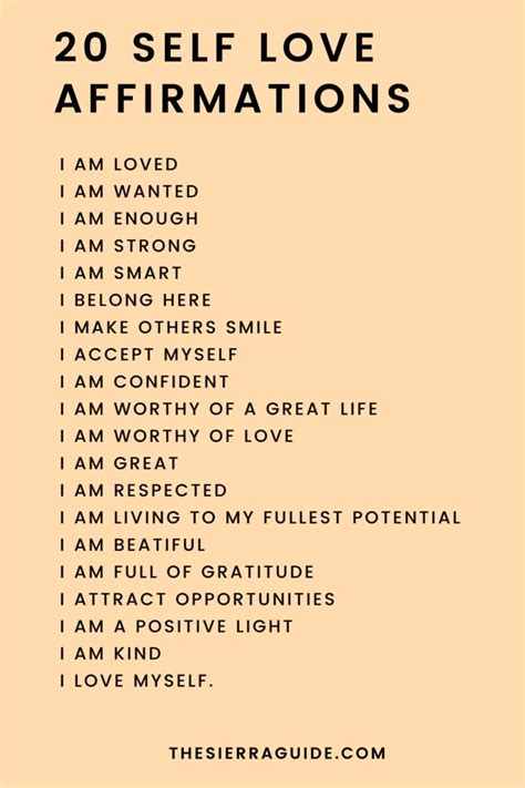 20 Affirmations For Self Love The Sierra Guide Positive Self