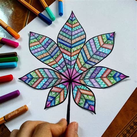 Drawing Flowers And Mandala In Ink Leaf Drawing Zentangle Patterns
