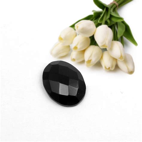 Black Onyx Faceted Cut Stone 12 X 15 Mm Oval Gemstone Polished Etsy