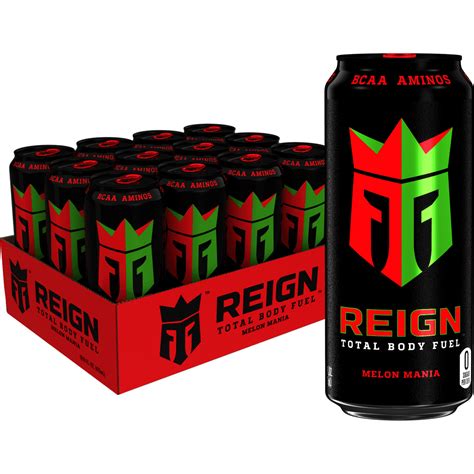 12 Cans Reign Total Body Fuel Energy Drink Melon Mania 16 Fl Oz