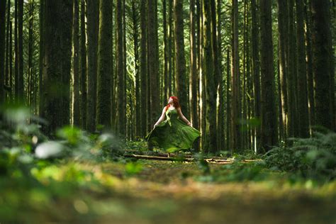 Wallpaper Sinar Matahari Pohon Wanita Alam Gaun Hijau Gurun