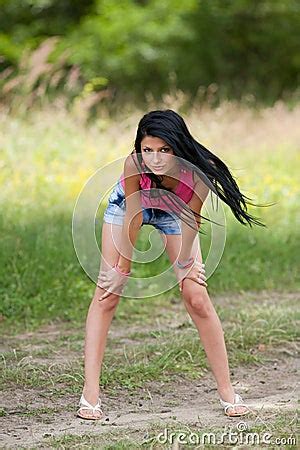 Attractive Latin Girl Posing Outdoor Stock Images Image